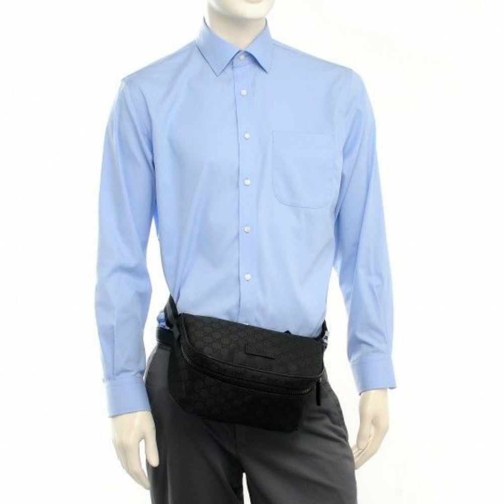GUCCI Nylon Monogram Fanny Pack Belt Bag Black - Picture 7 of 11